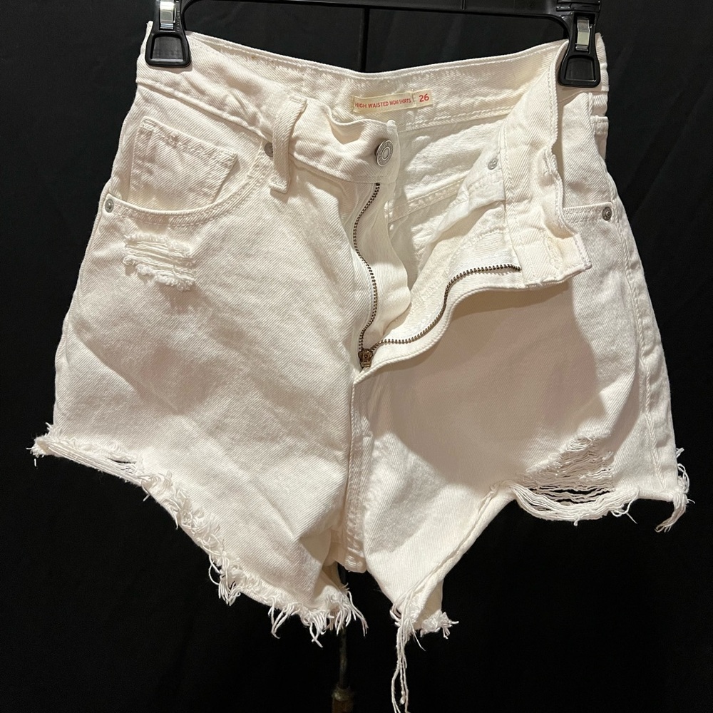 Levi’s White Denim High Waisted Shorts